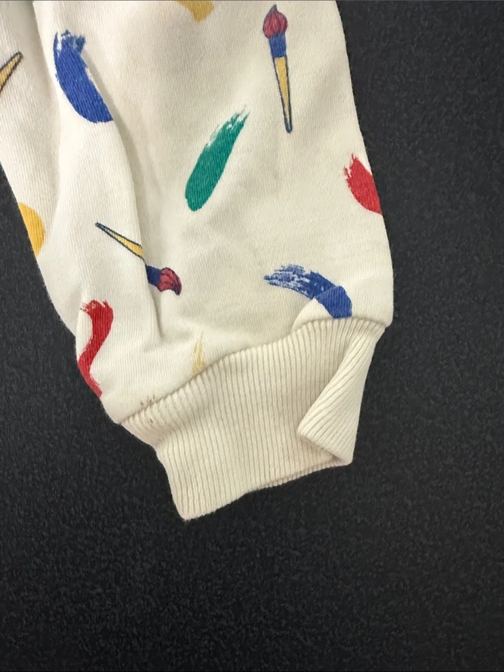 Kids Cream Sweatpants with Colorful Paintbrush Print